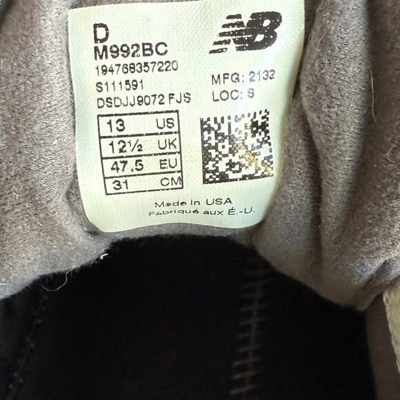 New Balance 992 Made In USA Grey/Multi Men Sneakers M992BC - SZ 13 D main image 10